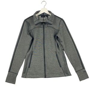 Marmot Jacket‎ Women M Full Zip Athletic Running Fleece Grey Stripe Long Sleeve